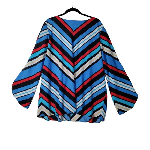 Bob Mackie Striped Split Sleeve Light Weight Blouse Plus Size 2X - Picture 2 of 6